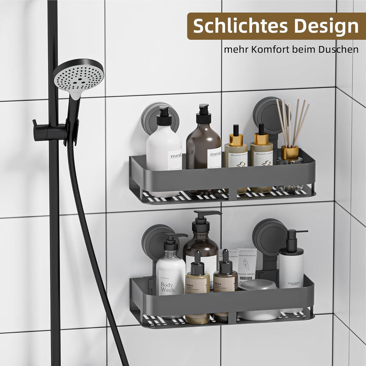 HNVNER Duschablage Ohne Bohren, Duschregal Saugnapf, 10 kg Tragfähigkeit, Abnehmbar, Mit Grosser Kap