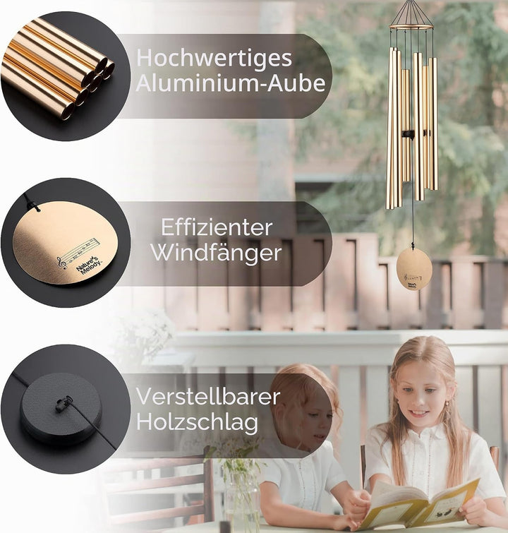 OSVINO Klangspiele Windspiele Aluminium mit Klang Gesamtlänge 90cm gross für drinnen draussen Balkon