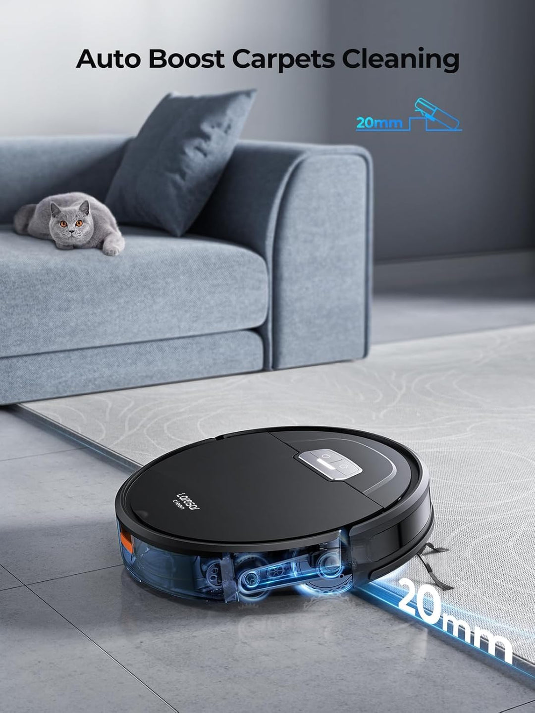 Laresar Clean Saugroboter mit Wischfunktion, 4500Pa Saugrobotert, 3 in 1 Staubsauger Roboter funktio