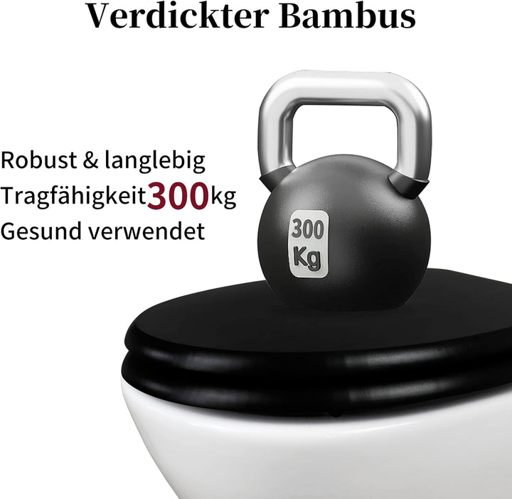 Fanmitrk WC Sitz Bambus mit Absenkautomatik, Dicke Bamboo Toilettendeckel, Hochwertiger Toilettensit