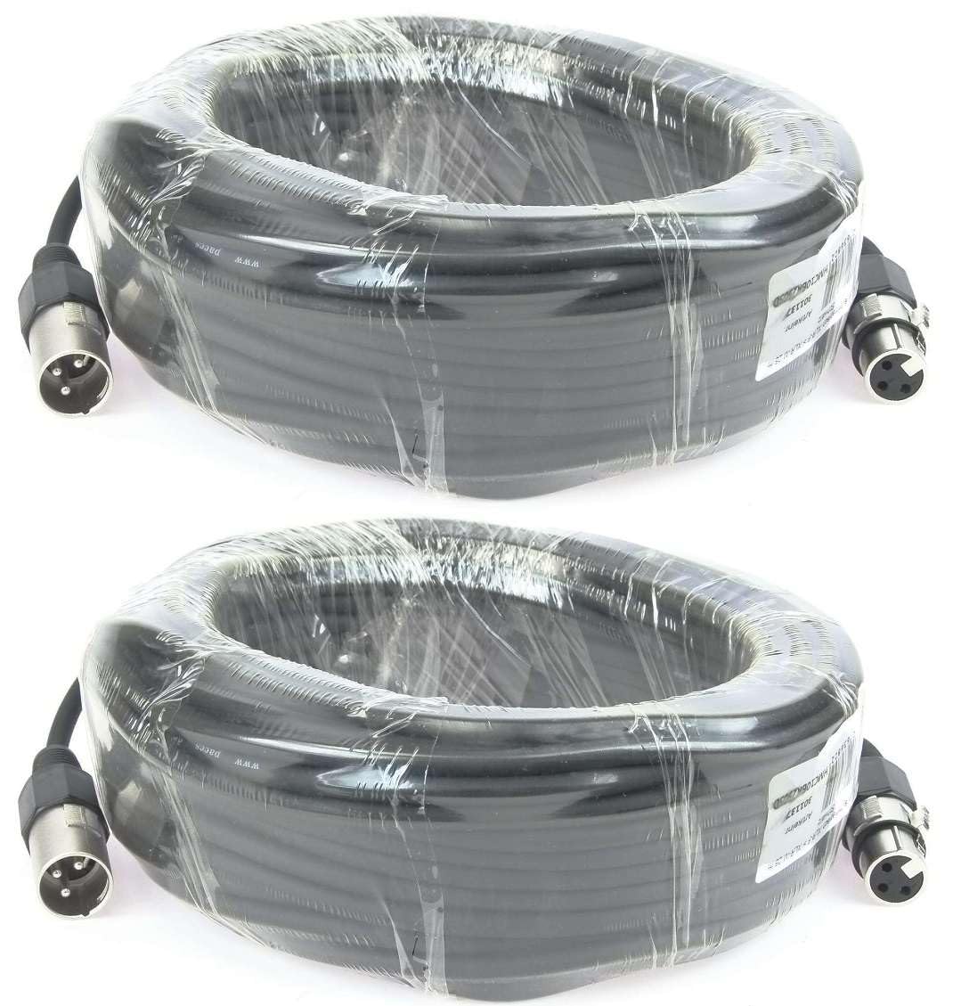 Paccs 2 Stück 25 m Mikrofonkabel Schwarz XLR Stecker male auf XLR Buchse female - Symmetrisch Audio