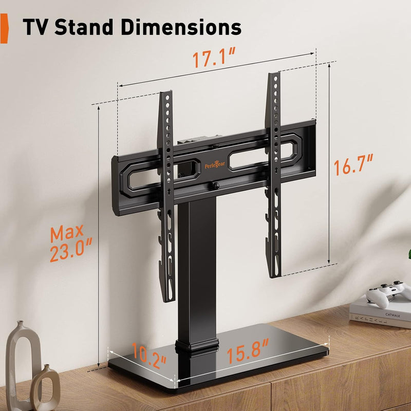 Perlegear TV Standfuss TV Ständer Schwenkbar für 32-60 Zoll Flach & Curved Fernseher bis zu 40 KG, T