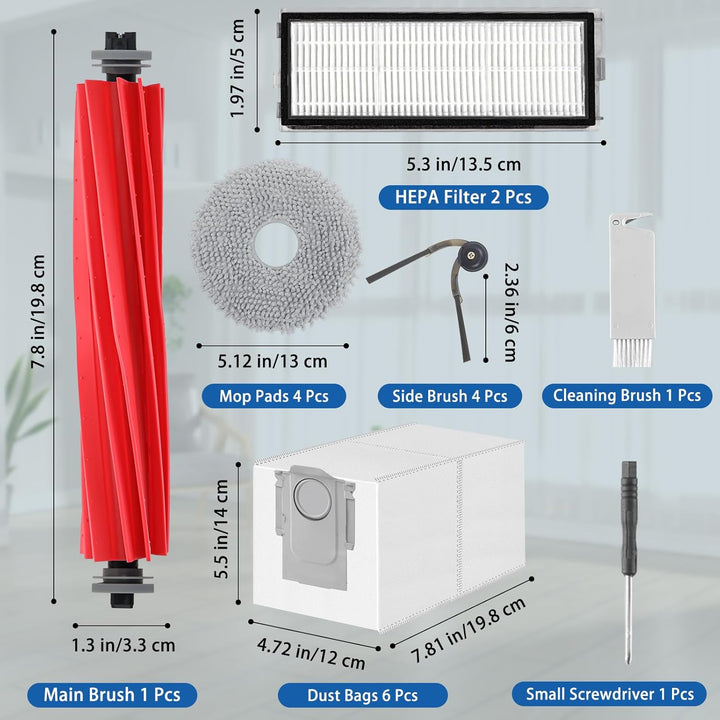 VIEWALL QV 35A Zubehör für Roborock QV 35A/QV 35S/QR 598/QR 798 Staubsauger 1 Hauptbürsten,4 HEPA-Fi