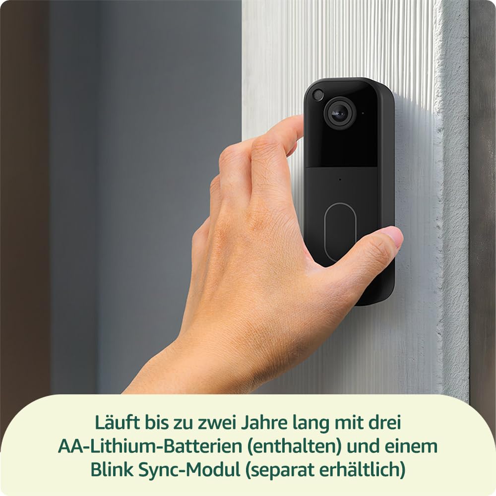 Blink Videotürklingel (neueste generation) | Einzelgerät | Kopf-bis-Fuss-Aufnahme in HD, 2 Jahre Bat