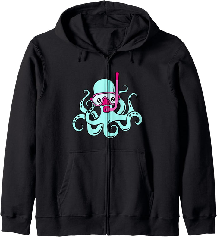 Cool Funny Turquoise Aqua Snorkeling Octopus Kapuzenjacke