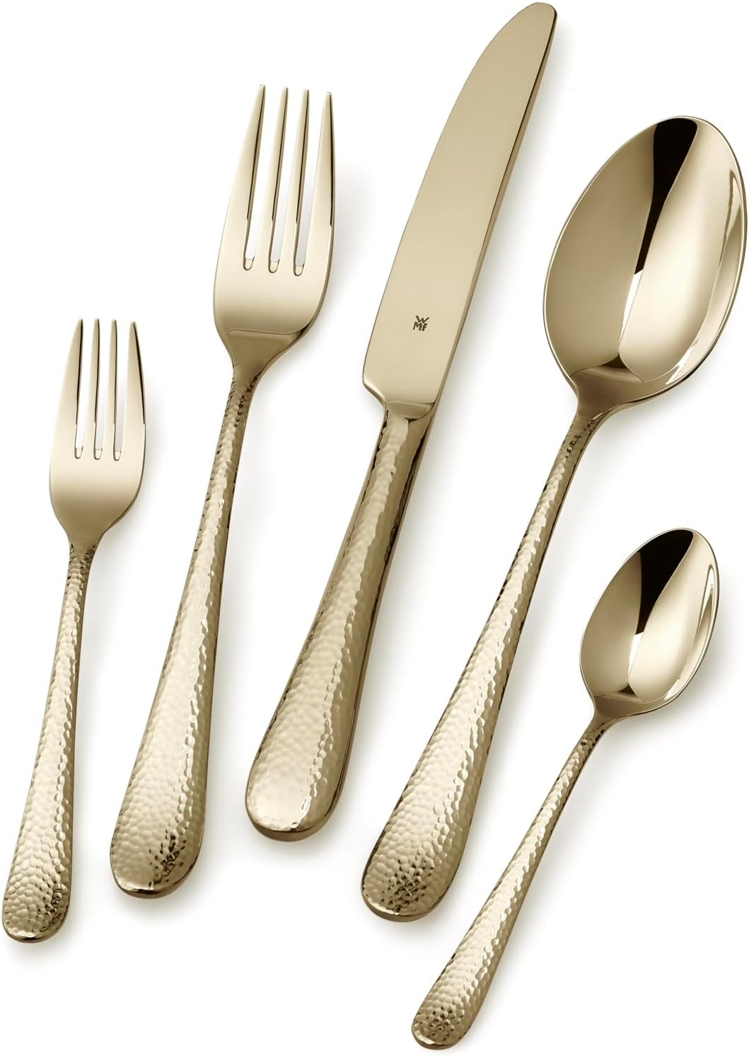 WMF Sitello Besteck Set 6 Personen, Gold-Edition, Essbesteck Set 30 teilig, Monobloc-Messer, Cromarg