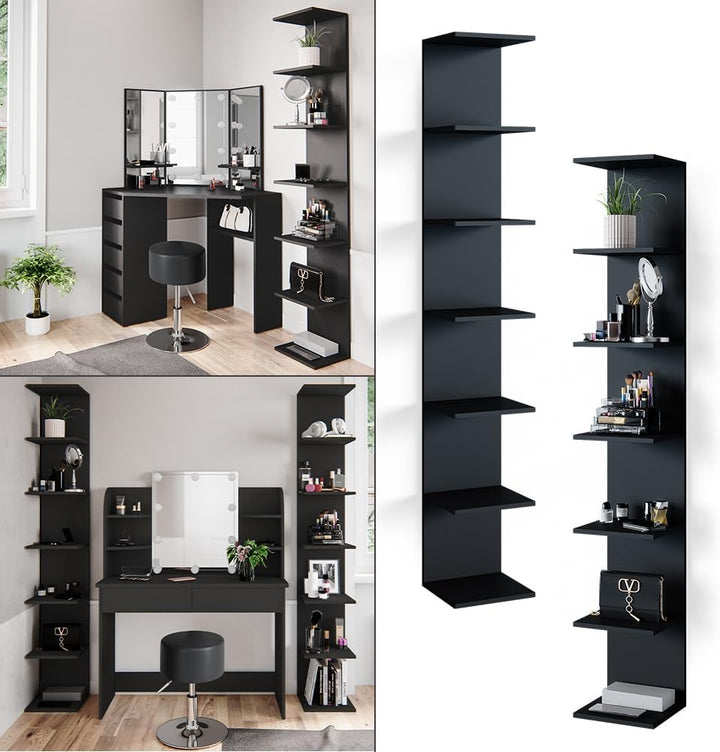 Vicco Wandregal Paolo, Schwarz, 30 x 190 cm 2er Set Schwarz 2er Set, Schwarz 2er Set