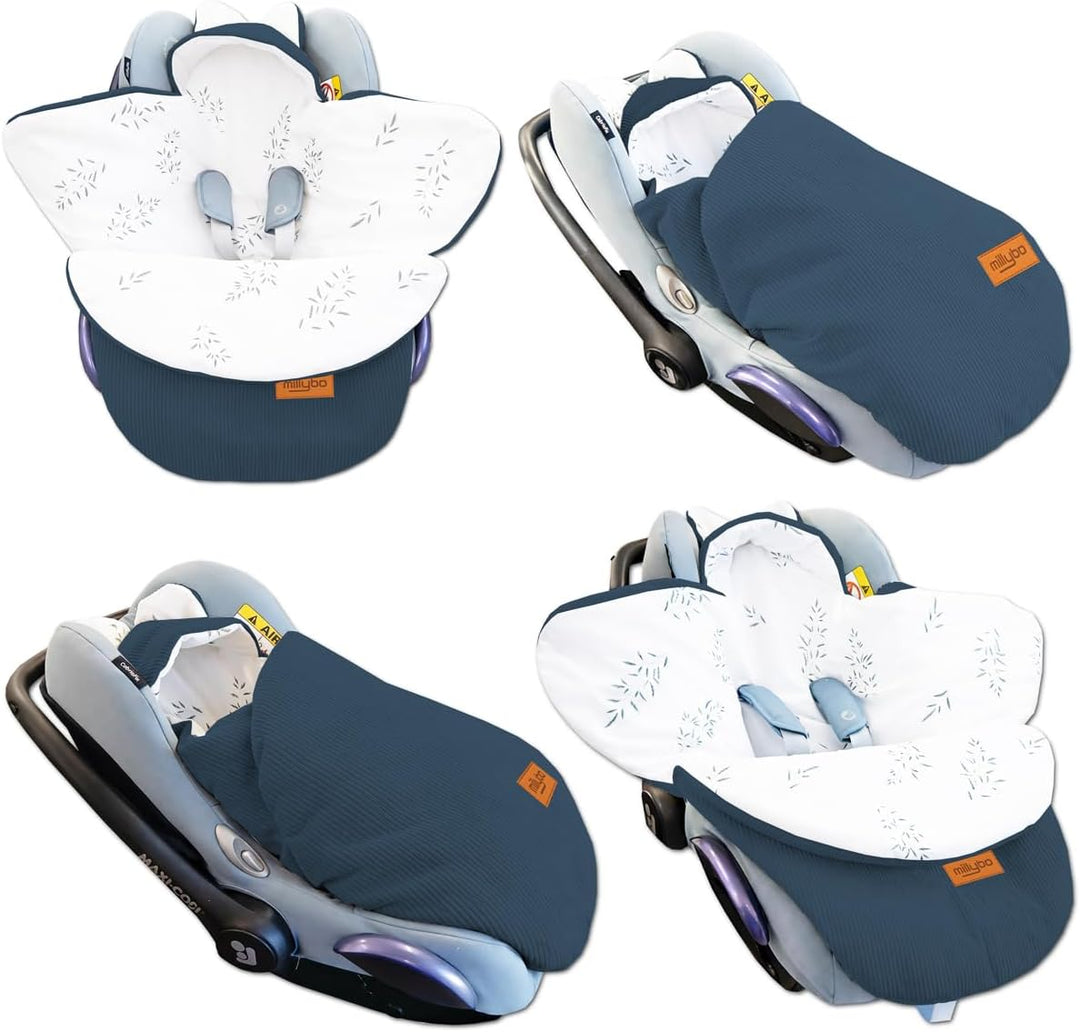 Baby Fusssack Einschlagdecke für Babyschale und Kinderwagen Blau, Blau