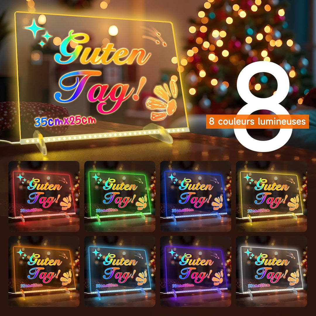 Led Zeichenbrett, Leuchtendes Led Zeichenbrett für Kinder mit 8 Farben & 6 Modi, 35x25cm Acryl Schre