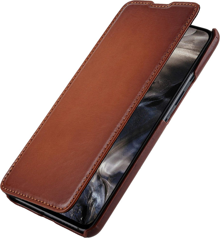 STILGUT Book Case entwickelt für OnePlus Nord Hülle aus Leder zum Klappen, Klapphülle, Handyhülle, L