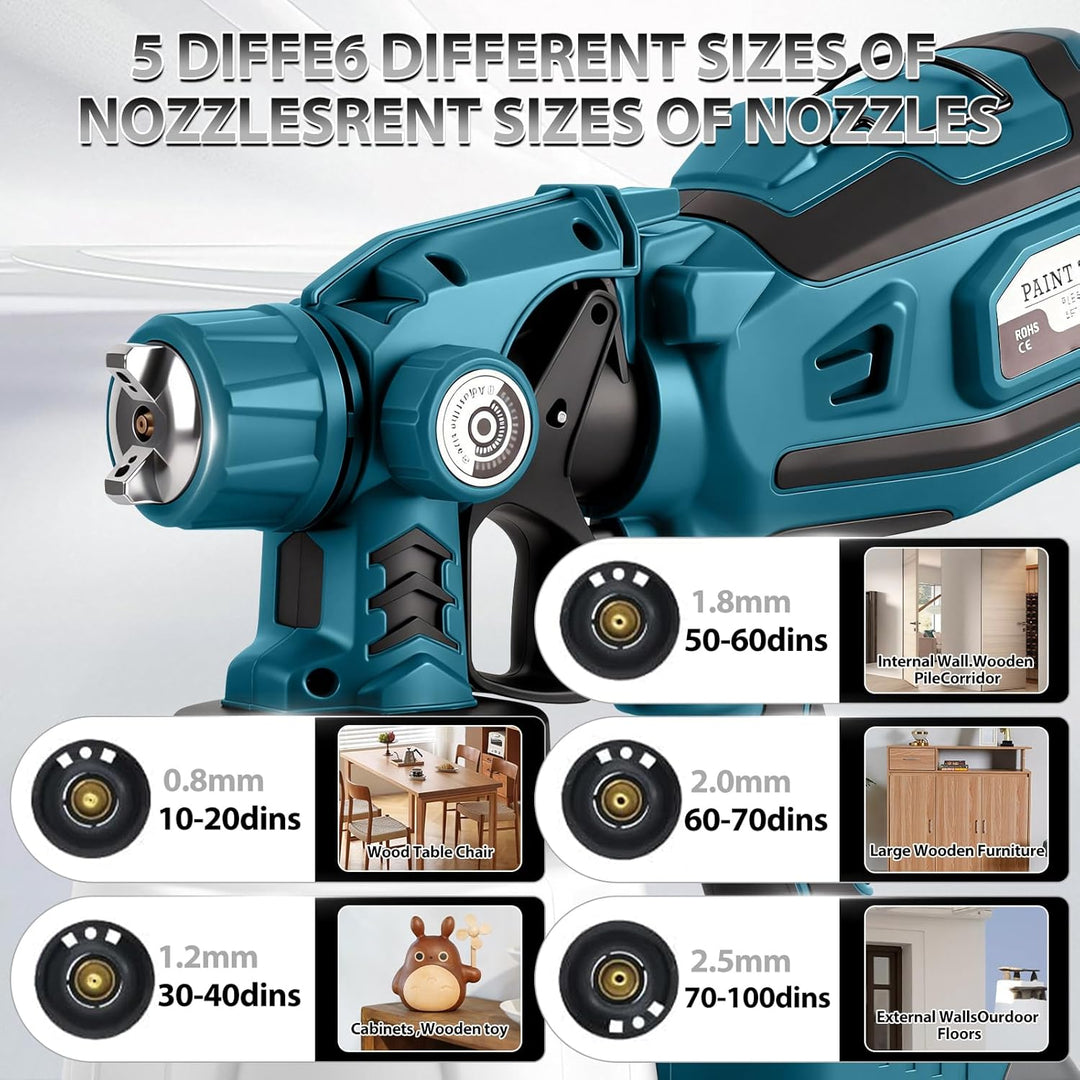 Akku Farbspritzgerät mit LED-Leuchte für Makita 18V-Akku (ohne Batterie) | 200 W, Elektro Farbsprühs