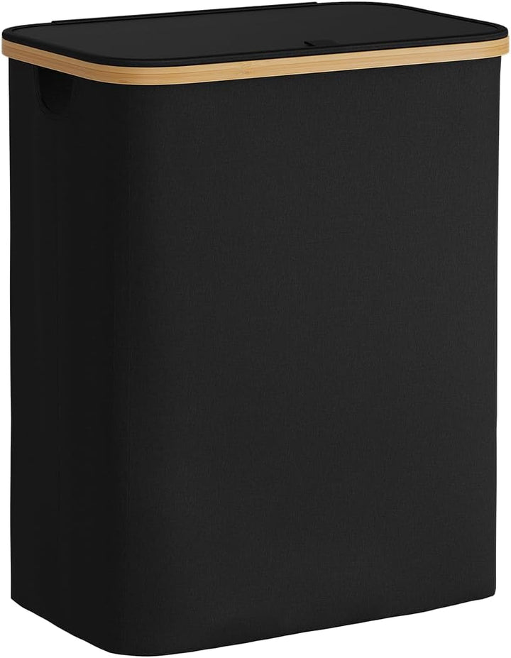 Bellamio Tolt Wäschekorb 3 Fächer schwarz – Wäschesammler 150 L mit Deckel – Wäschesammelbox aus Oxf