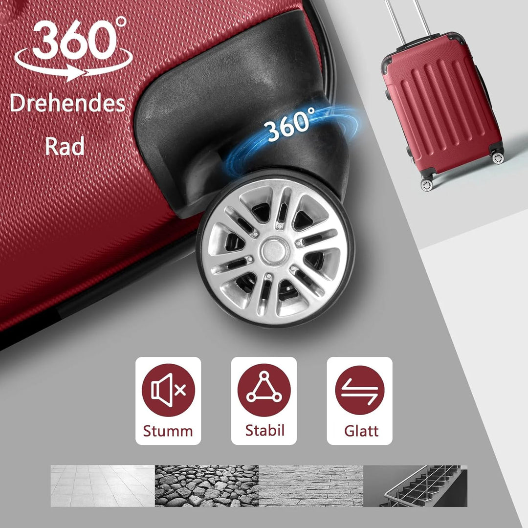 LEADZM Kofferset 4 teilig, Reisekoffer Set, Koffer Set Hartschalen-Trolley aus ABS mit Teleskopgriff