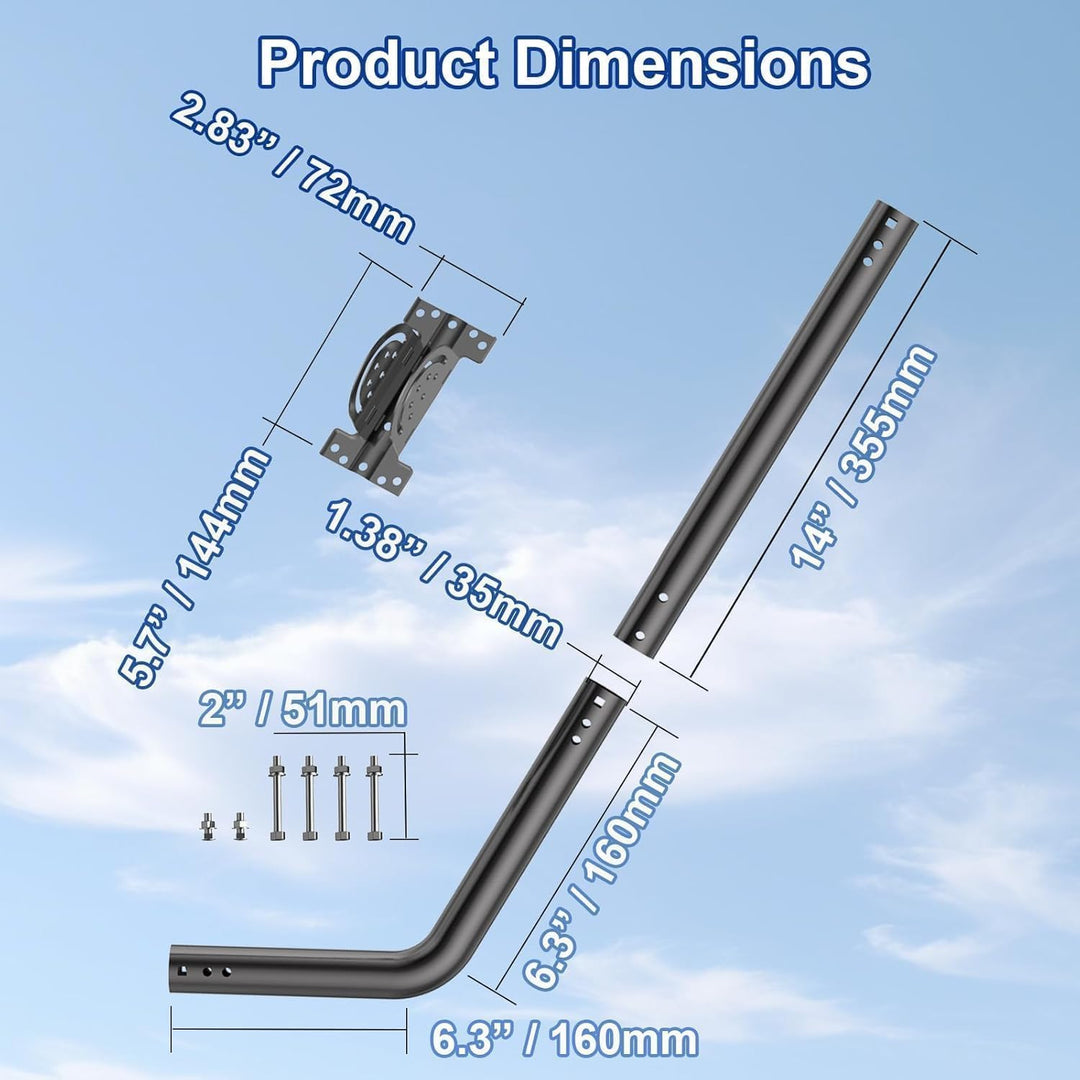Antennenhalterung Wandhalterung 3,5 cm x 71 cm, TV Antennenmast aus lackiertem Eisen, verstellbare D
