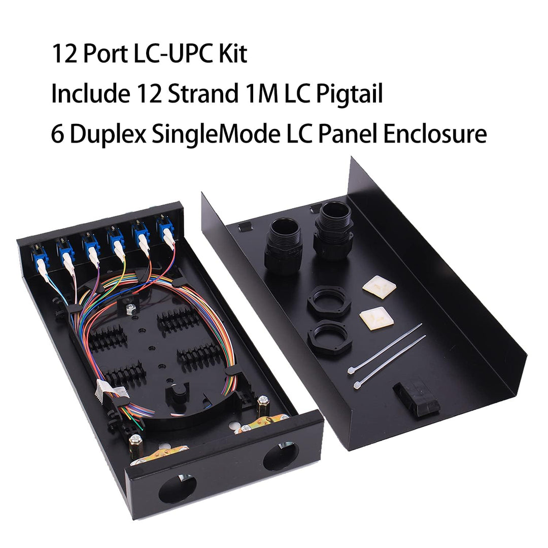 LGX Panel Wall Mount Fiber Enclosure LC-UPC Kit Enthält 6 Duplex LC SM Koppler im Karton mit 12 Strä