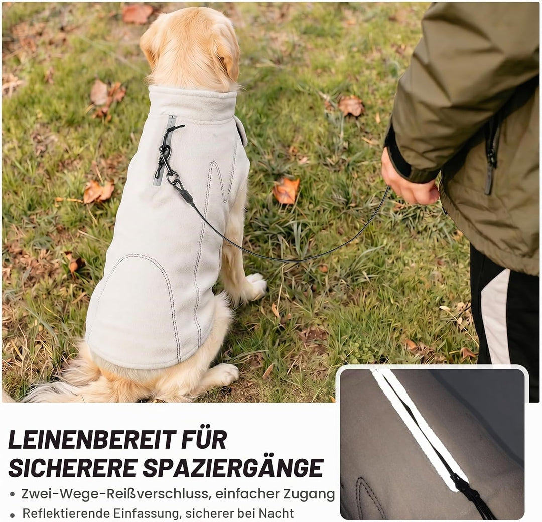 VIVAGLORY Wintermantel Hund Cozywrap Hundemantel Fleecemantel, XL, Beige | Reflektierend &amp; Softshell