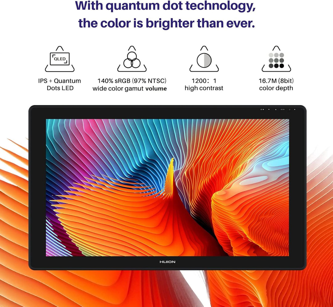 HUION Kamvas 24 Plus 2.5K QHD Grafiktablett mit Display, 140% sRGB Volllaminierter QD-Zeichnungsmoni