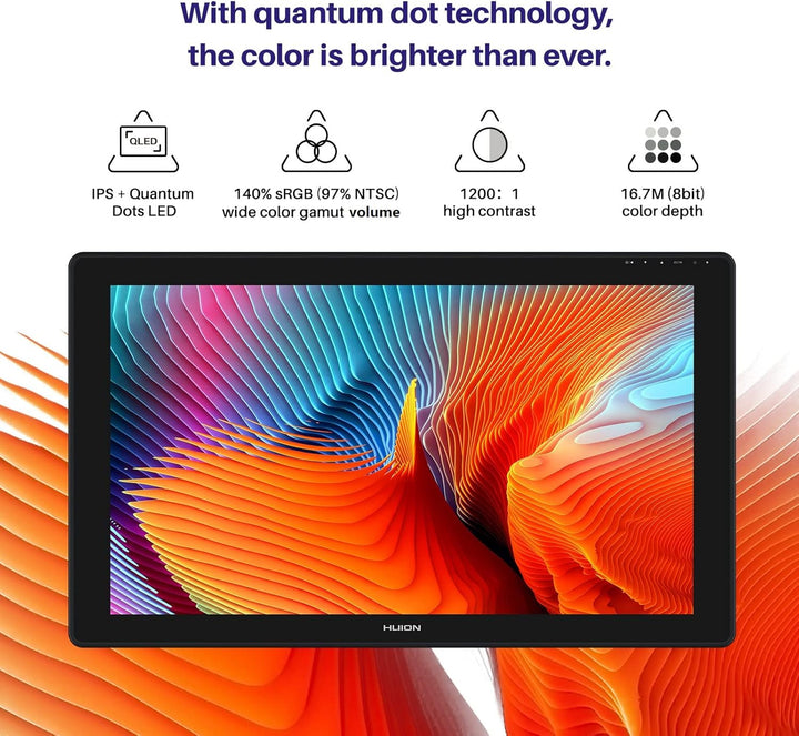 HUION Kamvas 24 Plus 2.5K QHD Grafiktablett mit Display, 140% sRGB Volllaminierter QD-Zeichnungsmoni
