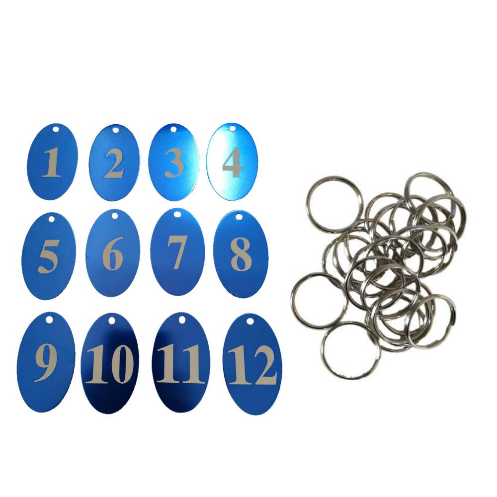 Sourcemall Zahlenanhänger mit Schlüsselring, Aluminiumlegierung 1-50 blau blau 1-50, blau 1-50