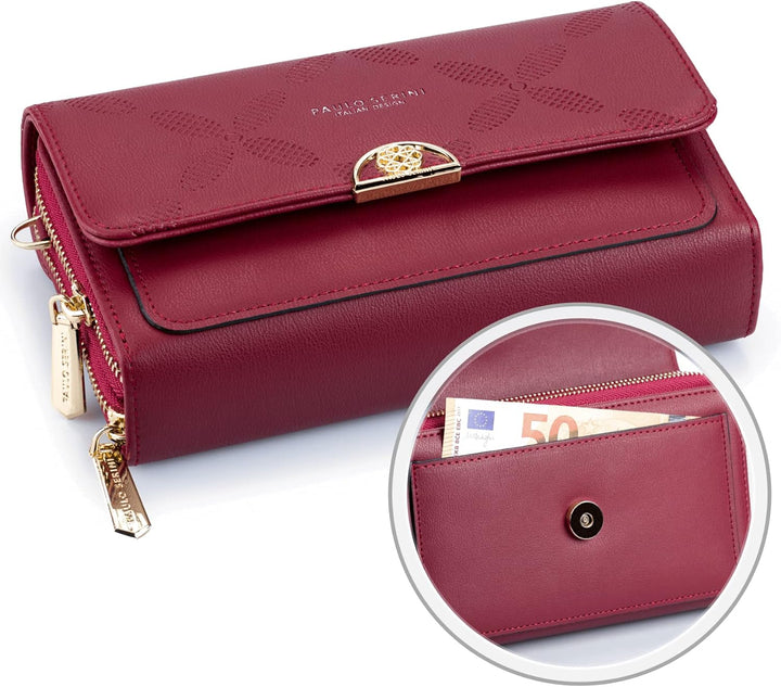 PAULO SERINI® Umhängetasche Damen | Handytasche zum Umhängen aus 100% veganem Leder | Handtasche Dam