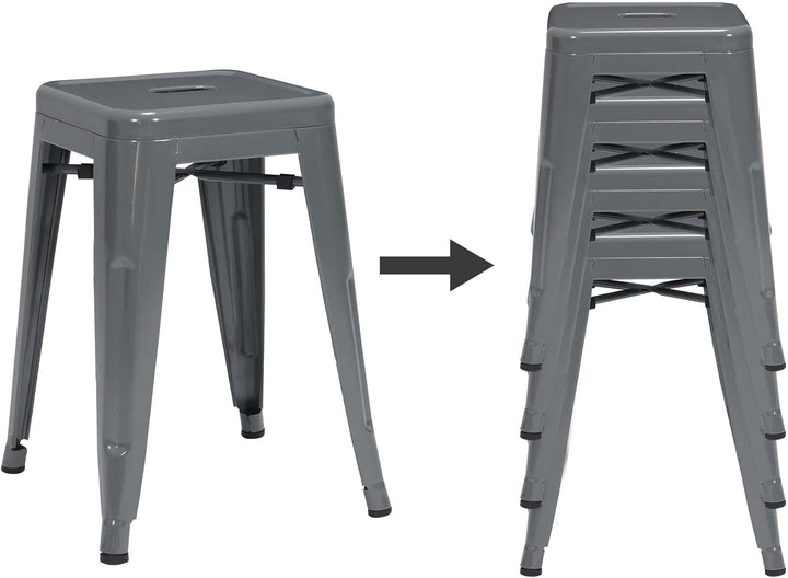 Duhome Metall Hocker niedriger Barhocker, Sitzhöhe 46cm Tresenhocker, Stapelbar Eisen Bistrohocker i
