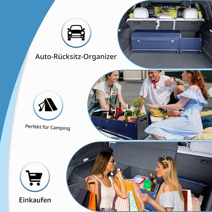 Auto Kofferraum Organizer, 2 in 1 Langlebig Leder Aufbewahrungsbox mit Deckel und stabilem Griff, Gr