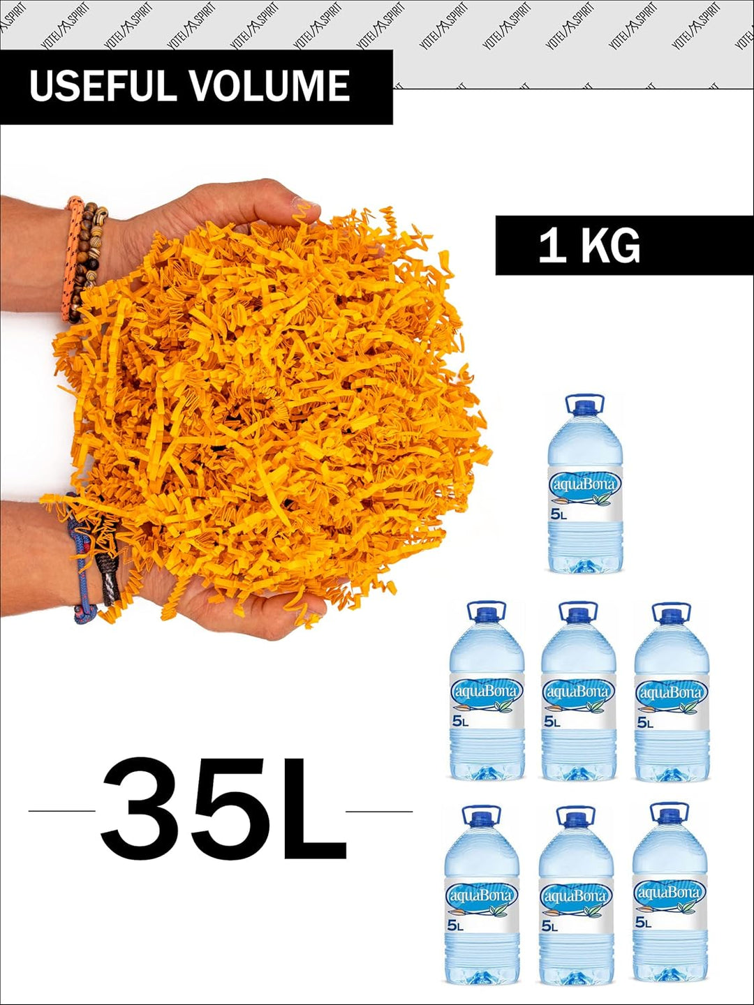 YOTEI SPIRIT® 1kg Geschreddertes Cognac Papier für Geschenkbox – Füllmaterial für Pakete, Körbe, Box