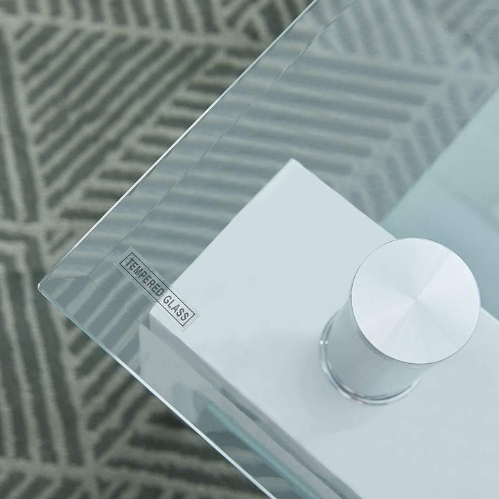 CLIPOP Couchtisch Rechteckig Beistelltisch aus Hartglas,Moderner Sofatisch mit Stauraum,Beistelltisc