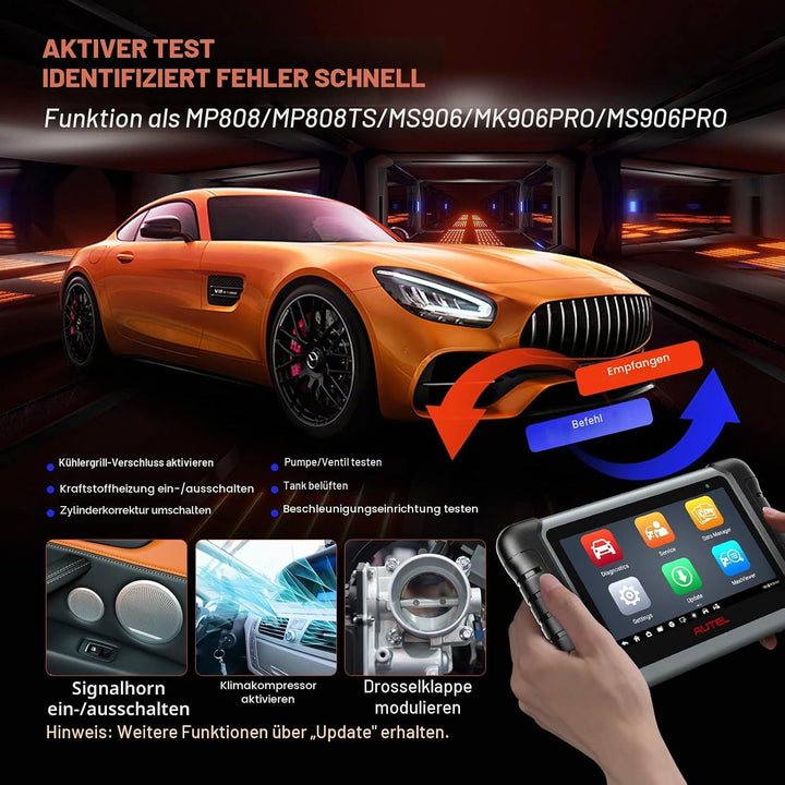Autel MaxiCOM MK808S-OBD2 Diagnosegerät, 2023 Bidirektionales Tool Aktualisiert von MaxiCheck MX808