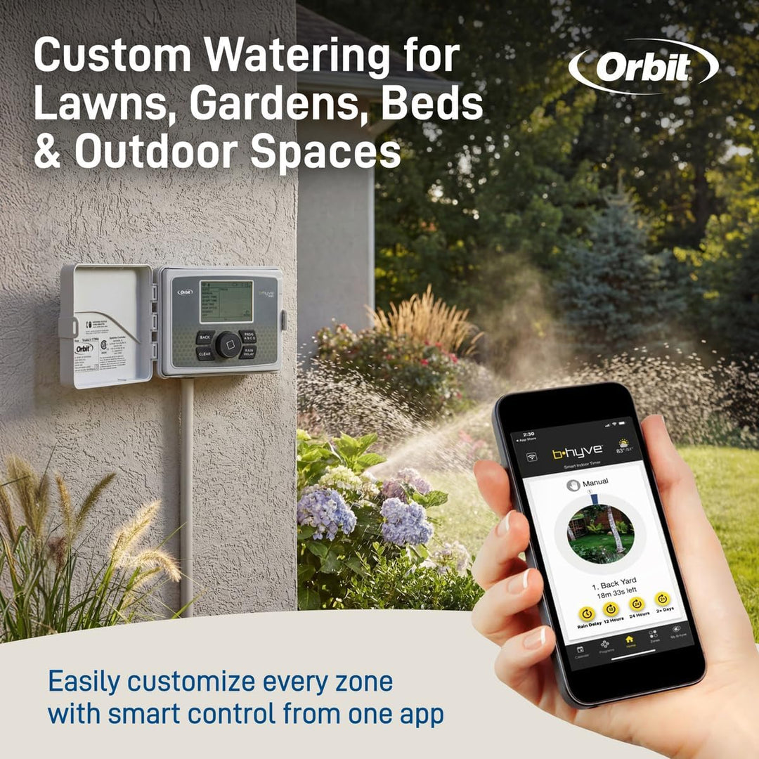 Orbit 57946 B-hyve Smart 6-Zonen-Sprinkler-Controller für drinnen und draussen, kompatibel mit Alexa
