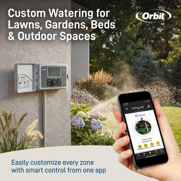 Orbit 57946 B-hyve Smart 6-Zonen-Sprinkler-Controller für drinnen und draussen, kompatibel mit Alexa