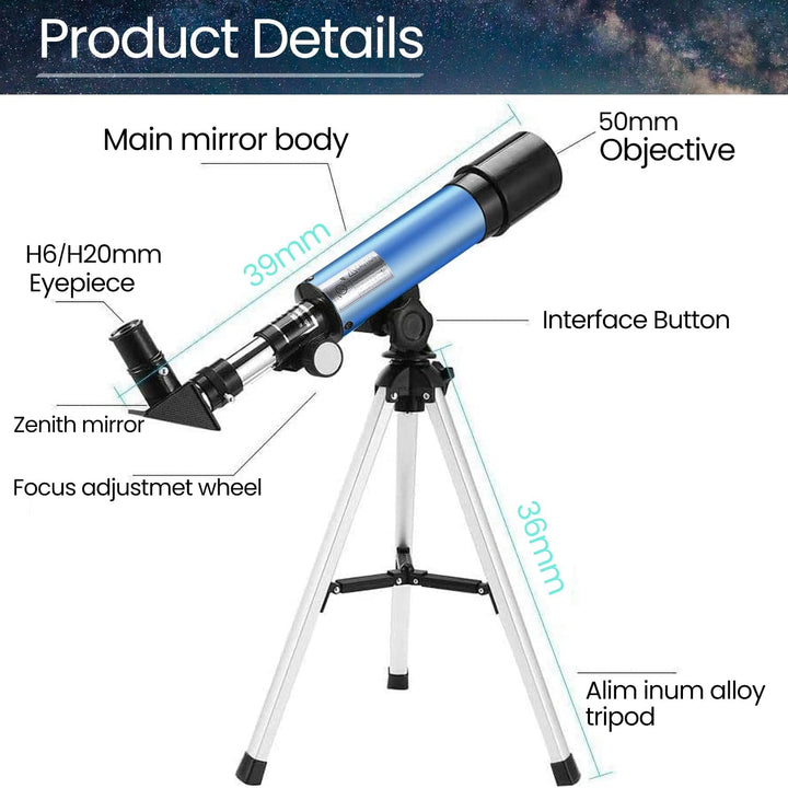 Astronomisches Teleskop für Kinder, Uverbon Teleskop für Astronomie, Teleskop, Zoom, 90 x HD, räumli