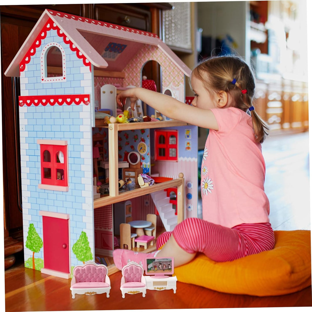 HoveeLuty 4 Sets Puppenhaus-Möbelset, realistische Puppenhaus-Miniaturen aus Kunststoff, inklusive K