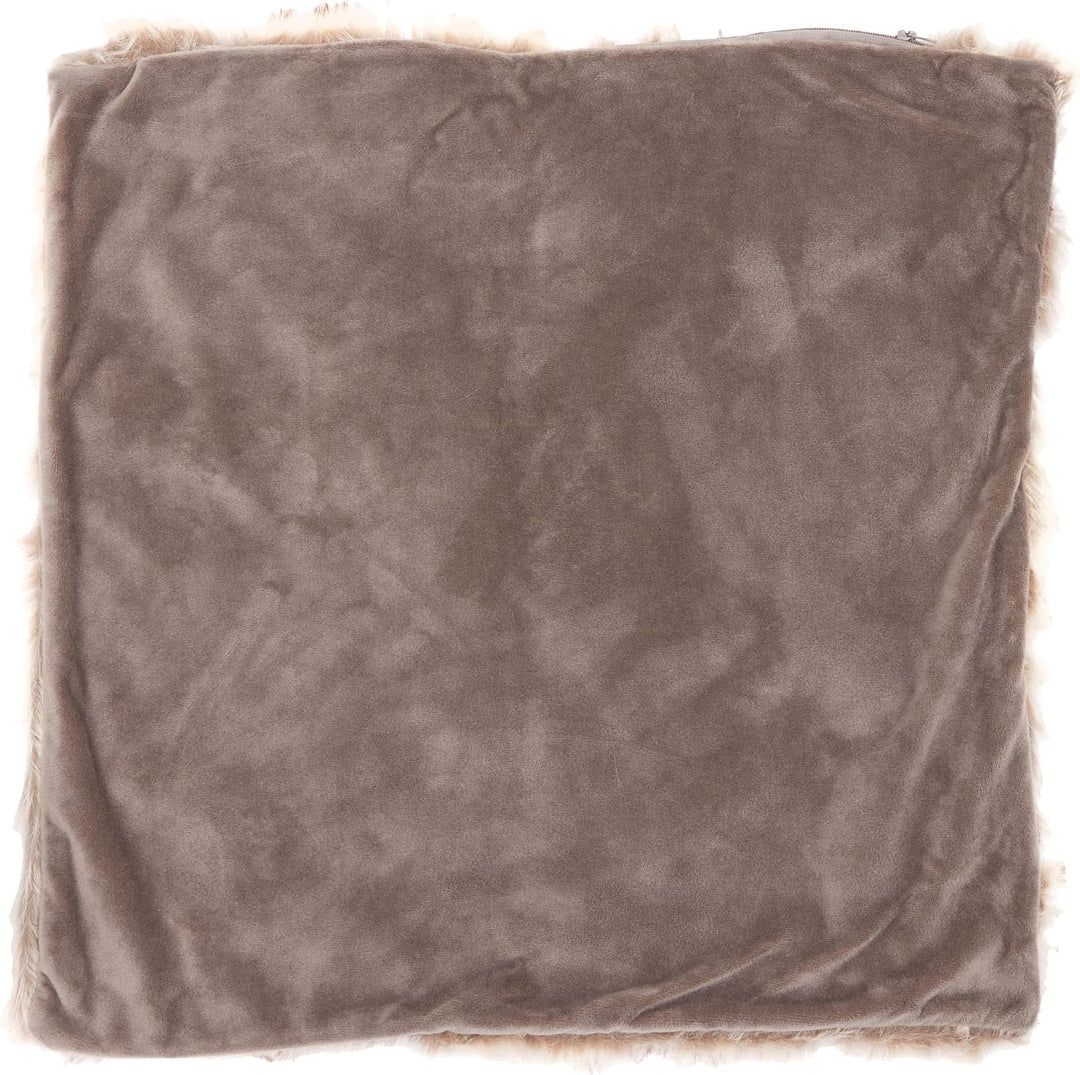 Gözze - Wohnkissenhülle, Kunstfell in edler Pelzoptik, Design Rentier, 50 x 50 cm - Grau/Weiss, Rent
