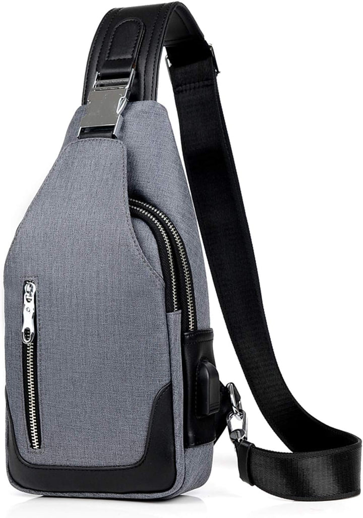 FANDARE Neu Brusttasche Herren Schultertasche Sling Bag Rucksack mit USB Umhängetasche Sporttasche f