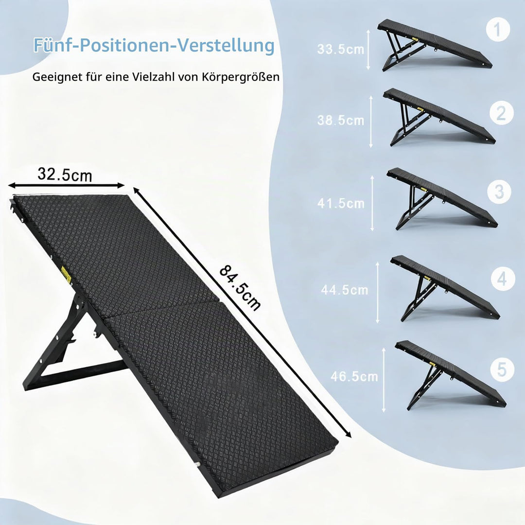 Klappbare Hunderampe aus Metall, Hundetreppe für kleine Hunde &amp; ältere Hunde, Verstellbare Rampe für