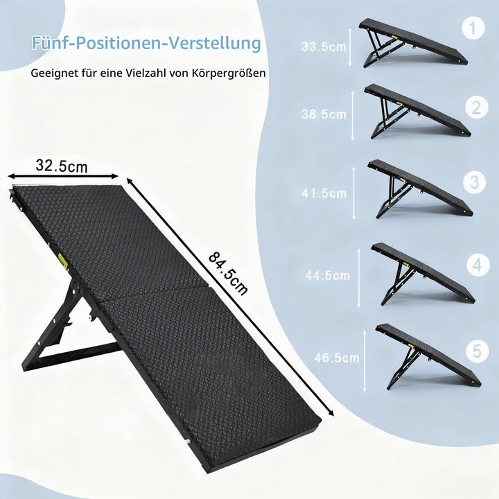 Klappbare Hunderampe aus Metall, Hundetreppe für kleine Hunde &amp; ältere Hunde, Verstellbare Rampe für