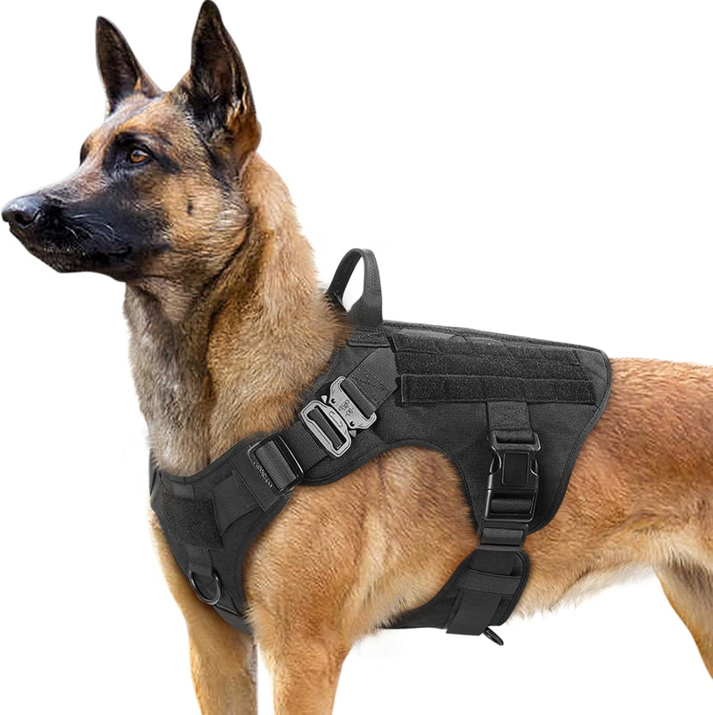 rabbitgoo No Pull Hundegeschirr Mittlere Grosse Hunde, Taktische Brustgeschirr mit MOLLE Griff Metal