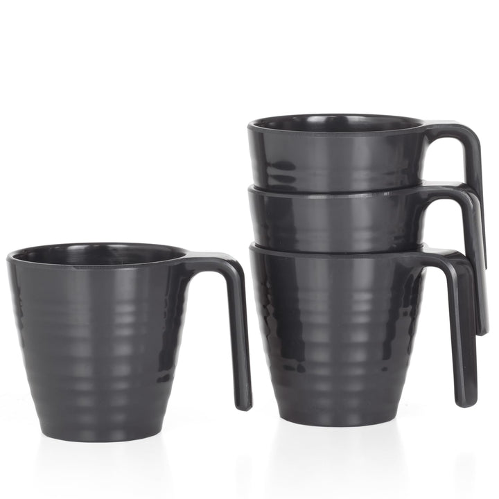 Melamin Camping Geschirr Set 4 Personen I Tassen Stone 4-teilig (passend zu Red, Blue, Grey, Curry,