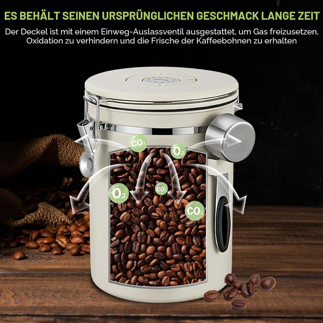 WANDGU 2,8L Kaffeepads Aufbewahrung Luftdicht: Runde Kaffeepaddose Vorratsdose mit Löffel, kaffeepad