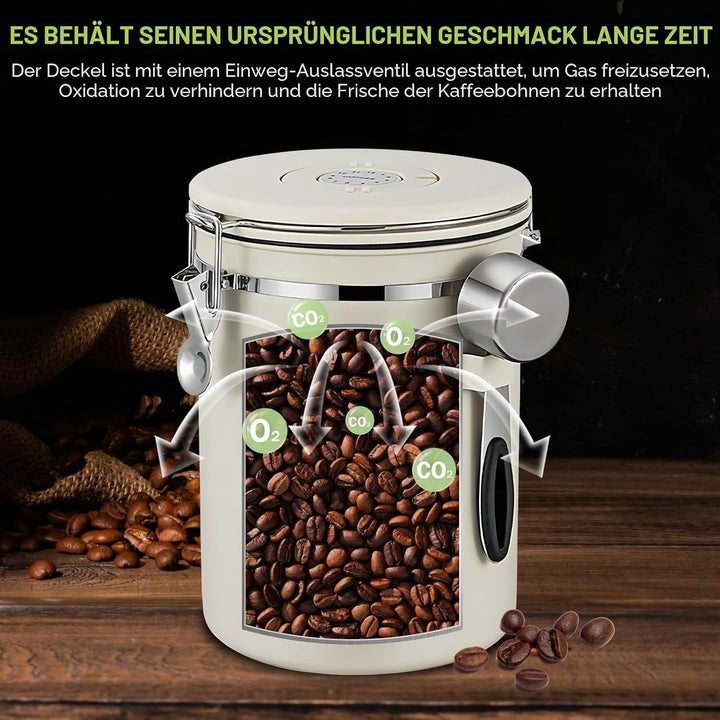 WANDGU 2,8L Kaffeepads Aufbewahrung Luftdicht: Runde Kaffeepaddose Vorratsdose mit Löffel, kaffeepad