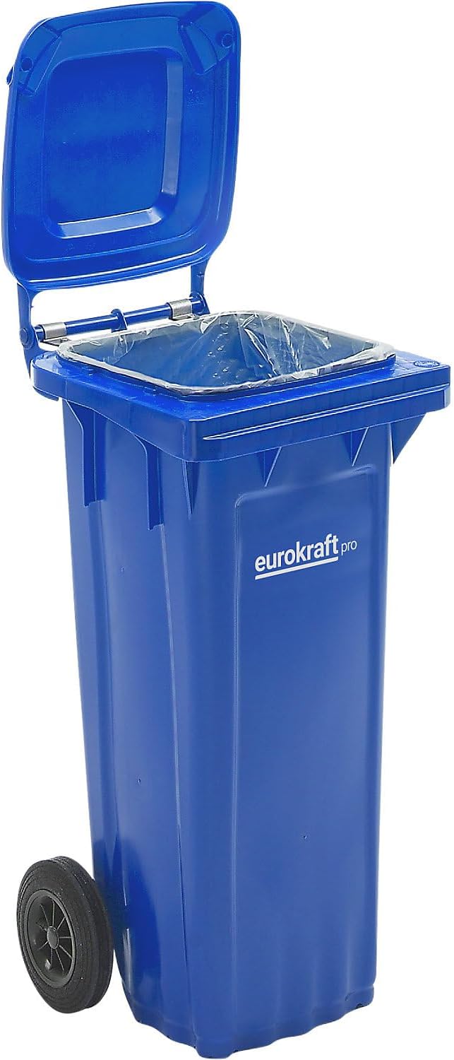 eurokraft | Mülltonne aus Kunststoff DIN EN 840 | Volumen 80 l | BxHxT 448 x 932 x 514 mm | blau, Bl