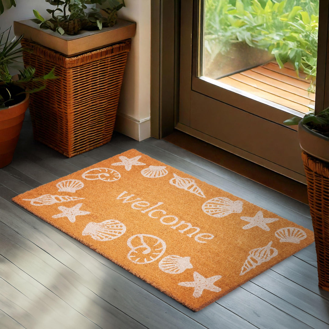 BRUBAKER Fussmatte für Aussen und Innen - Welcome - 45 x 75 cm Strand Schmutzfangmatte mit Muscheln