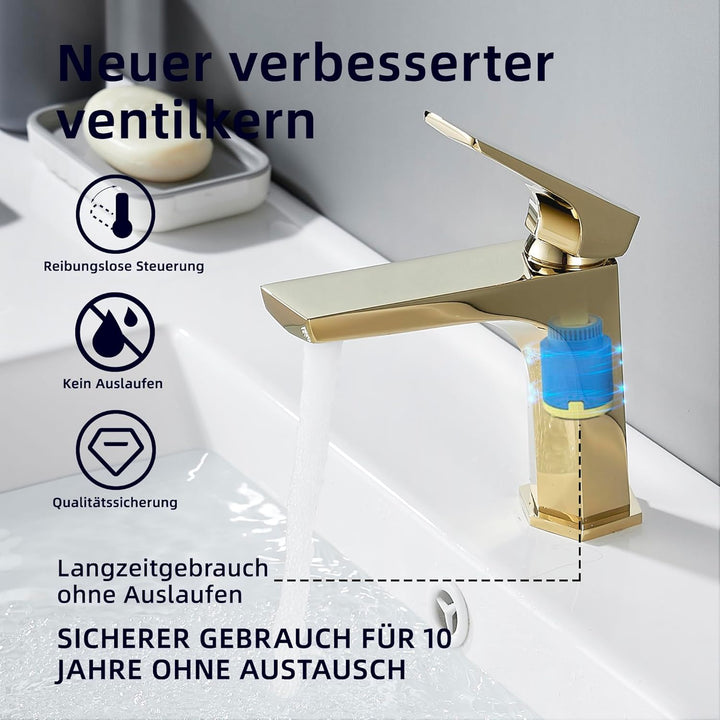 BELZ Wasserhahn Bad, Einhandmischer Waschtischarmatur, Armatur Badezimmer, Mischbatterie Waschbecken