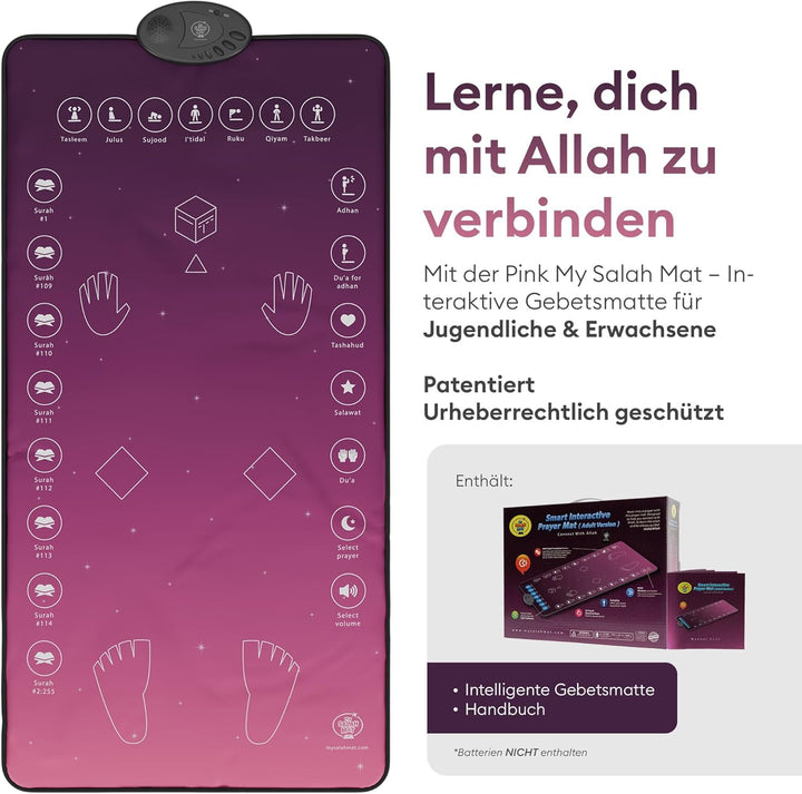My Salah Mat für Erwachsene – Pinker Smart Gebetsteppich Elektronisch Erwachsene zum Lernen von Sure