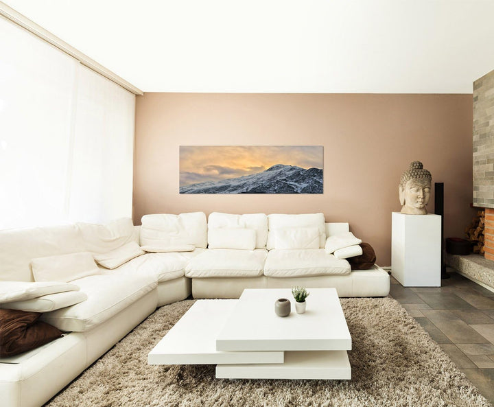 Paul Sinus Art Panoramabild auf Leinwand und Keilrahmen 150x50cm Himalaya Gebirge Schnee Wolken Nebe