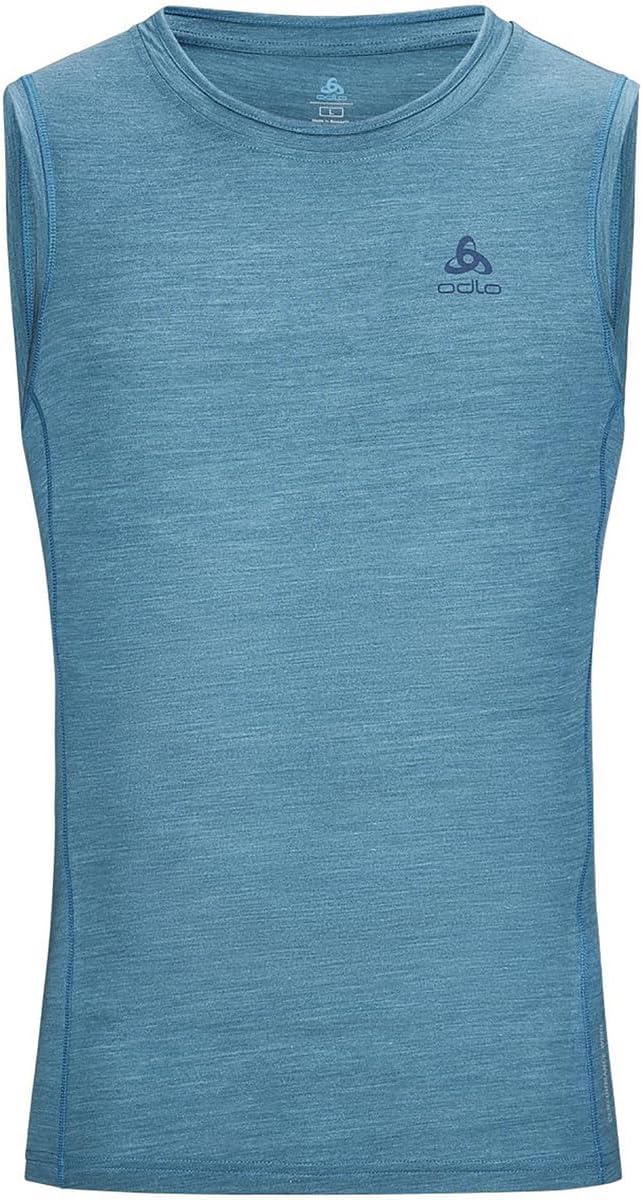 Odlo Herren Natural Performance Tanktop Kurzarm Unterhemd Funktionsunterhemd XXL Saxony Blue Melange