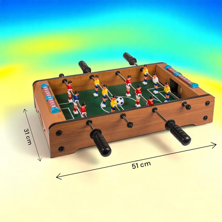 MIJOMA Tischfussballspiel aus Holz – Mini-Kicker für Kinder & Erwachsene, mit 2 Bällen & Torzähler –