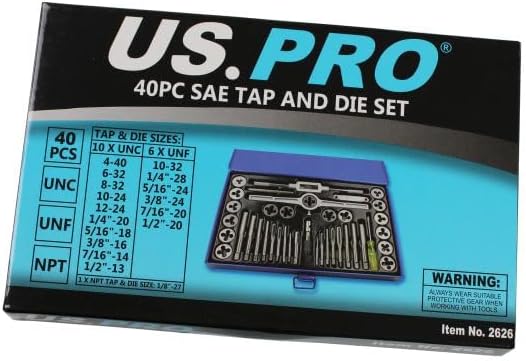 US Pro B2626 40-tlg. SAE/Imperial- tippen und sterben gesetzt Gewindebohrersatz
