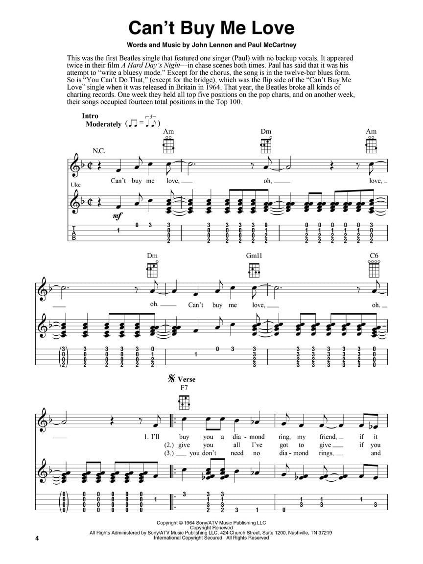 The Beatles for Fingerstyle Ukulele, Taschenbuch